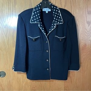 St. John Collection Sweater, Women’s size 10, black with white polka dots